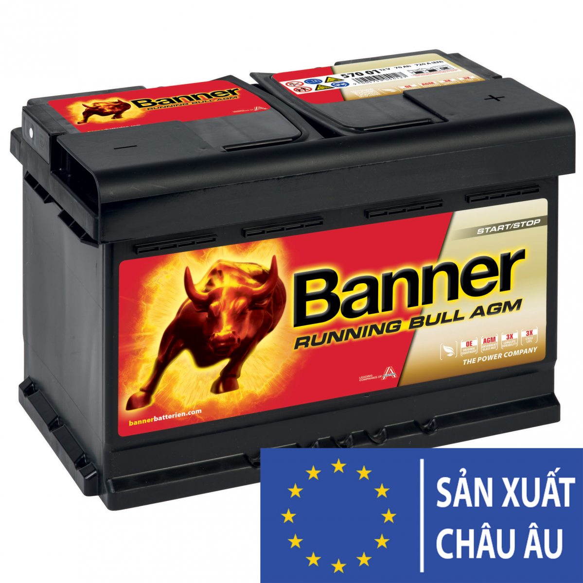 BÌNH ẮC QUY BANNER RUNNING BULL AGM 570 01 12V 70AH