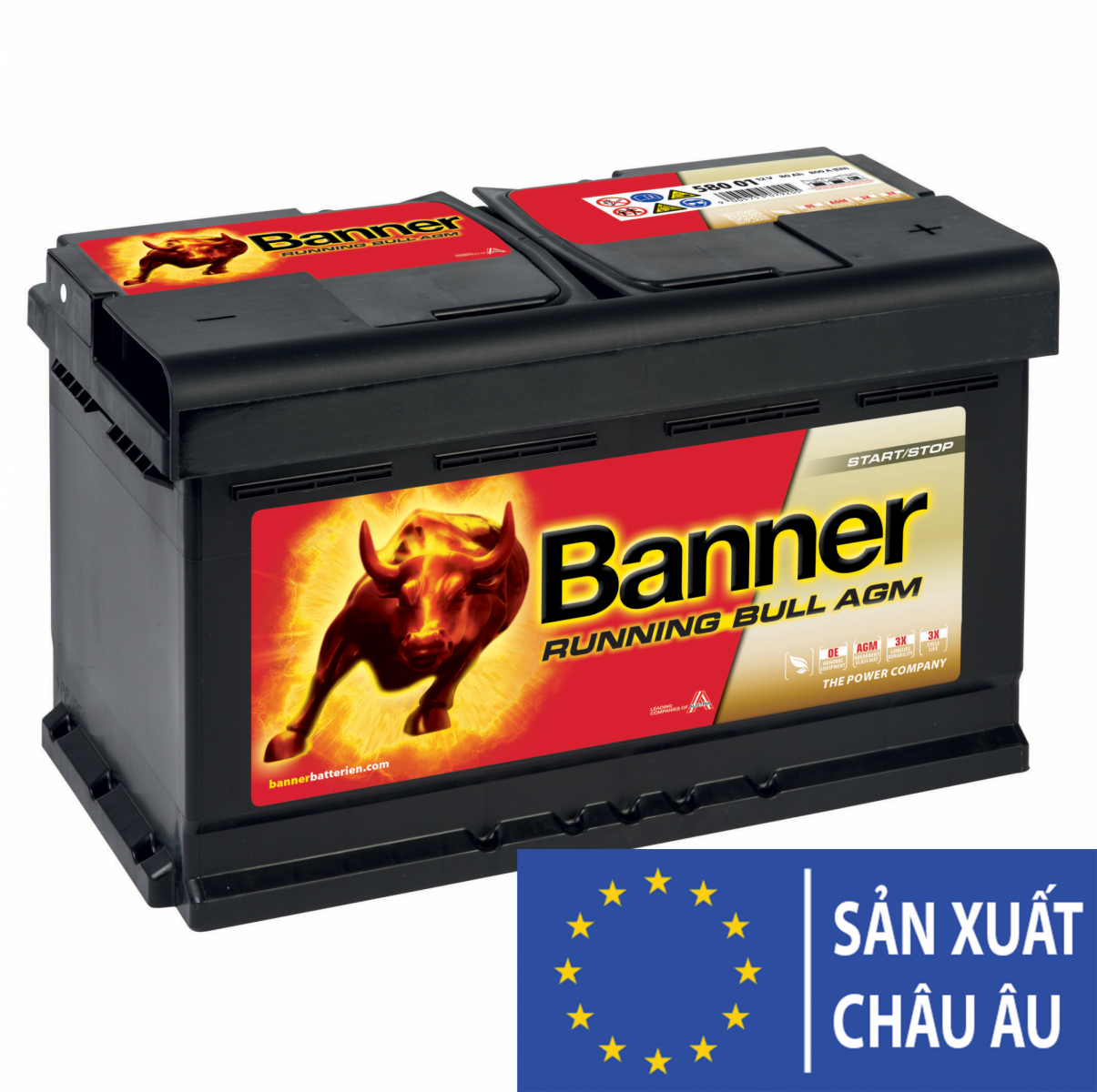BÌNH ẮC QUY BANNER RUNNING BULL AGM 580 01 12V 80AH