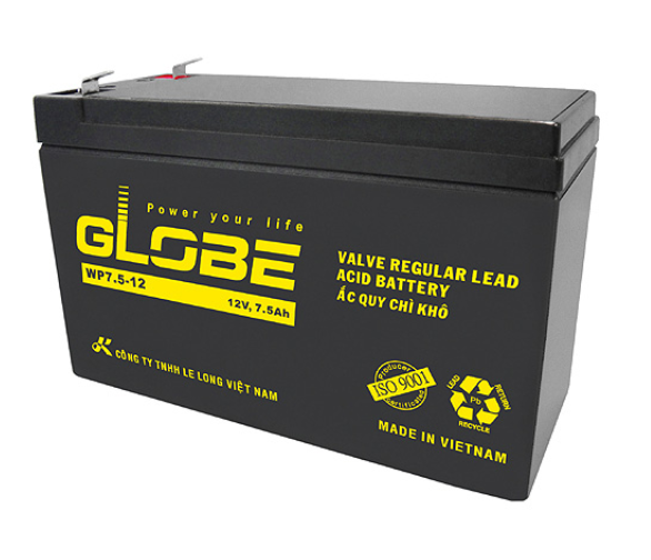 BÌNH ẮC QUY XE MÁY GLOBE WP7.5-12 12V 7.5AH