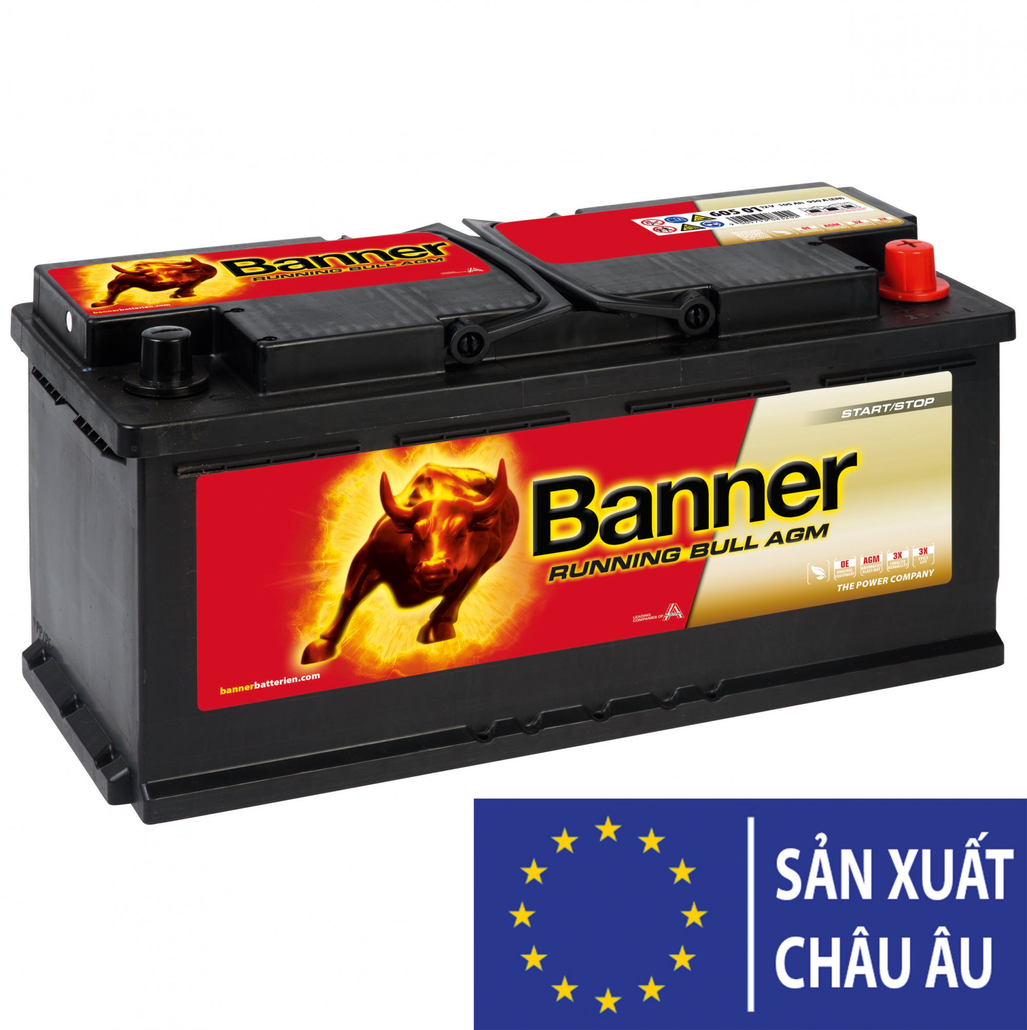 Bình ắc quy BANNER RUNNING BULL AGM 605 01 12V 105Ah